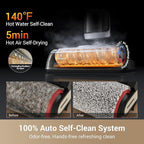 dreame H14 Cordless Vacuum Mop, 180° Lie-Flat Wet Dry Vacuum cleaner, 140°F Brush Washing, Fast Hot Air Drying in 5Mins, Smart Hard Floor Cleaner Machine with Powerful Suction, Great for Sticky Messes