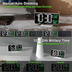 KOSUMOSU Digital Clock for Bedroom, 6.7" Desk Clock LED with Day of Week, Auto Dimming,Indoor Temperature, Clocks for Living Room, Alarm Clocks for Bedrooms