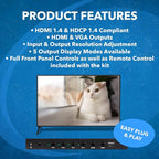 OREI HDMI Switcher 4 in 1 Out with Quad Screen Multiviewer - Supports 1080p, DTS/Dolby Audio, IR Remote Control, Seamless Switching, Compatible with HDMI Devices