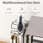GILLAS Ironing Board with 2 Tier Storage Basket, Movable Ironing Board Full Size for Iron Rest & Clothes, Tabletop Ironing Boards, Ironing Stand Iron Boards Ironing Table Rustic