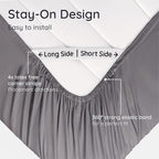 Bambaw 100% Viscose Derived from Bamboo Fitted Sheet Only, Soft Fitted Sheet Queen Size, Cooling Fitted Sheet with Straps, Deep Pocket Bottom Queen Fitted Sheet Only Fits Up to 16’’ (Dark Gray)