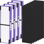 PETOX 4 Pack FLT4850PT HEPA Filter B Pet Replacement Compatible with G-Guardian AC4825 AC4825E AC4825W AC4300 AC4800 AC4850 AC4900 Air Purifier, 4 True HEPA Filters & 8 Carbon Pre-Filters, Purple
