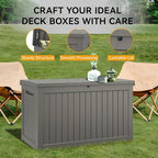 NUNU LAB 270 Gallon Large Resin Deck Box, Waterproof Outdoor Storage Box, Lockable Storage Bin for Patio Furniture, Garden Tools, Pool Accessories, UV-Resistant & All-Weather, Grey