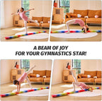 ZELUS 8' Folding Gymnastics Balance Beam, Floor Balance Beam w/Carry Handles Anti-Slip Base for Kids, Beginners & Professional Gymnasts