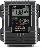LNEX Solar Charge Controller Waterproof, 10A Solar Panel Regulator with Temp Sensor,Backlit LCD, 12V/24V PWM Solar Controller for LiFePO4,AGM, Gel, Flooded and Lithium Battery