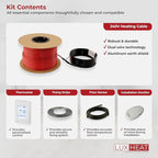 LuxHeat 140sqft Floor Heating Cable Kit - 240v Infloor Heat System - Heated Flooring System Includes UDG4 Programmable Thermostat w/GFCI, Heating Cable, Strapping, Floor Sensor & Alarm