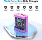 TT&C USB C Block 40W, 4 Ports Wall Plug Fast Charging Block, PD+QC Multiport Power Adapter USB C Charger Type C for iPhone 17,17 Air, 17 Pro,17 Pro Max, 16,15,14,13,12, Galaxy Phones (Purple 1Pack)