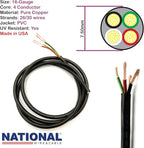 NATIONAL Wire & Cable – 16 AWG 4-Conductor Premium Copper Wire, 25 ft, Stranded | Made in USA, Heavy-Duty Flexible Jacket | LED, Lights, DIY Projects, Low Voltage Wiring, Indoor and Outdoor Use