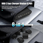 USB C Charger Block Fast Charging Station,6-in-1 Desktop Charger Adapter,USB Laptop Brick Hub for Apple Watch iPhone 17/16 15/14/13/Pro Max,iPad Air,MacBook,Samsung Galaxy S24+/S23 Ultra,Android