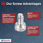 Kozelo 100pcs Socket Head Cap Screws - [M4-0.7 x 5mm] 304 Stainless Steel Allen Socket Drive for Electrical Motor 3D Printing Fan Engine Replacement Use, Silver