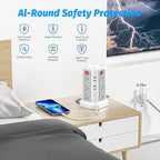 Power Strip Tower Surge Protector with PD20W USB C, 6FT Desktop Extension Cord Charging Station with 12 AC Multiple Outlets 5 USB Ports, Charger Tower Multiple Protections for Home Office Supplies