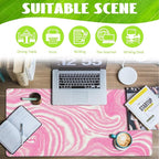 Eflxamz Desk Pad,Pink Marble Swirls Texture Desk Mat,Flow Liquid Waves Large Gaming Mouse Pad for Desk,Extended Big Computer Keyboard Mouse Pad with Non-Slip Base and Stitched Edge,35.4"x15.7"