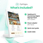 OptiSigns OptiKiosk 10 - Countertop Digital Signage Kiosk, 10.1" HD Touchscreen Display with Wi-Fi, Ethernet & Bluetooth, Software, Optional Background Music
