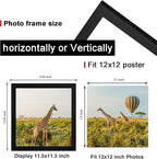TKYGU 12x12 Picture Frame Set of 5, Black Wooden Frame 12x12 Square Wall Gallery Poster Photo frame with Durable Shatter Resistant Plexiglass,Horizontal and Vertical Formats for Wall Hanging best gift