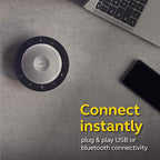 Jabra Speak 750 UC Wireless Bluetooth Speakerphone with Link 370 USB Adapter – Portable Conference Speaker for Holding Meetings Anywhere with Premium Audio - Certified for Zoom & Google Meet