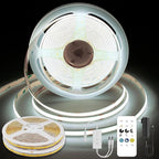 Pandery COB LED Strip Lights Cool White,24V Dimmable led Light Strip KIT with Remote and app Control,6000K 32.8FT/2 * 5m 8mm Wide Ra>90 Cuttable Flexible Strip Lights forBedroom,Wardrobe,Cabinet