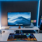 Eflxamz Desk Pad,City Starry Night Desk Mat,Abstract Oil Painting Large Gaming Mouse Pad for Desk,Extended Big Computer Keyboard Mouse Pad with Non-Slip Base and Stitched Edge,31.5"x11.8"