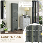 HOMCOM Room Divider, 5 Panel 67" Tall Wood Privacy Screen with 3 Display Shelves, and Folding Storage for Bedroom or Home Office, Gray