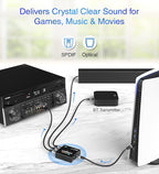 BlueRigger Digital Optical Audio Splitter (Active Toslink Splitter 1 in 3 Out, SPDIF, Fiber Optic Adapter) - Compatible with Home Theatre, Xbox, PS4, DVD, Receiver, TV, LPCM2.0, DTS, Dolby Digital