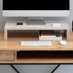 Anji Mountain Wooden Monitor Stand - Elegant Monitor Riser,Perfect Monitor Stand for Desk Organization, Durable Wood Construction monitor stands,Enhances Ergonomics and Workspace Efficiency,White Wash