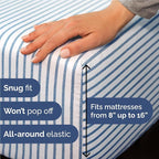 Full Size 4 Piece Sheet Set - Comfy Breathable & Cooling Bed Sheets Set - Hotel Luxury Bedding for Women, Men, Kids, Teens, Boys & Girls - Deep Pockets, Soft, Wrinkle Free - Oeko-Tex - Blue Stripes 2
