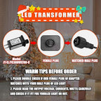 24V 0.25A LED Controller with Extension Cord, Replacement Model JT-DC240V025-C Class 2 Power Supply IP44 LED Light Controller Low Voltage Transformer for Halloween Christmas Holiday String Light