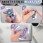 Valentines Day Gifts for Teens Boys Metal Fidget Spinner Toys for Adults Figette Bike Chain Roller Cool Gadgets ADHD Anxiety Stress Relief Items Figet Desk Offices EDC Men - Rainbow+Black