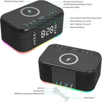 Bluetooth Alarm Clock Radio Bedroom, Digital Dual Alarm Clock Bedroom, Up to 10 Alarms Clock Night Light Speaker App/Button Control FM Charge Snooze Adjustable Brightness Dim 12/24H, Matte Black