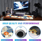 Cute Anime Flower Mouse Pad, Women's Office Desk Accessory Decoration, Expanded Mouse Pad 35.4 x 15.7 x 0.12 Inch Sewn Edge Non Slip Rubber Base