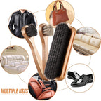 4 Pcs Horsehair Shine Shoes Brush Kit Polish Dauber Applicators Cleaning Leather Shoes Boots Care Brushes Suede Cleaner Brush with Microfiber Shoe Cloth(4 Pcs Style B)