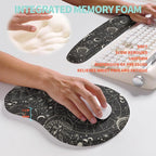 KUOSGM 2-in-1 Ergonomic Set, Wave Rise Keyboard Wrist Rest and Massage Bulge Slope Mouse Pad Wrist Support, Cushion Memory Foam Integrated to Relieve Wrist Pain, Constellation