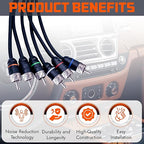 Elite Audio Premium Series 17ft. 6-Channel Car Audio RCA Cable – Double Shielded, Oxygen Free Copper, Noise Reducing Audio Cable for Amplifiers, Subwoofers, Speakers, and Processors – PRM617