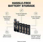 Storacell Slimline AA-6 Battery Storage Caddy and Dispenser (Pack of 2), Black, Holds 6 AA Batteries (Not Included), Durable & Compact Design, The Original Battery Caddy, Made in The USA