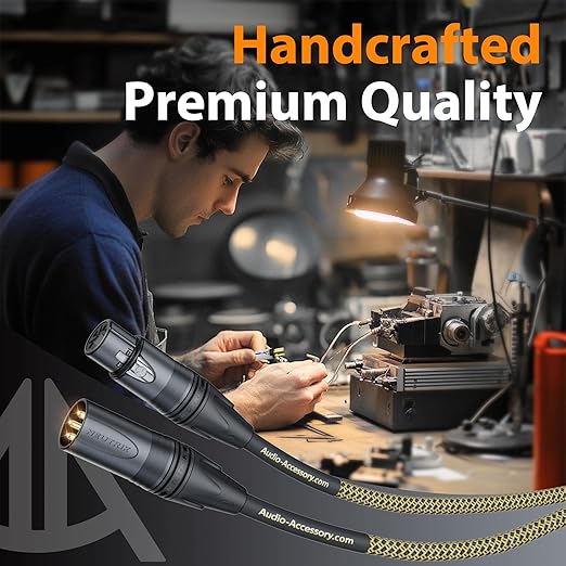 AA AUDIO ACCESSORY Gold Series Star Quad XLR Cables 10ft「Gold Plated Neutrik Connectors」 Handmade Microphone Cable with Kevlar-Reinforced Nylon Braided, 100% Coverage OFC Braided and Al-Foil Shield