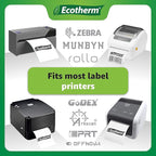 2.25" x 4" Thermal Labels | 6 Rolls | 4200 Labels | fits Zebra, Munbyn, Rollo, Godex, Arkscan, iDPRT, Offnova Thermal Label Printers and More | Blank White Adhesive Stickers by Ecotherm