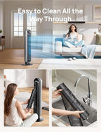 Dreo Tower Fan for Bedroom, 25ft/s Velocity Quiet Floor Fan, 90° Oscillating Fans for Indoors with 4 Speeds, 4 Modes, 8H Timer, Bladeless Fan, Standing Fans, Silver, Nomad One (DR-HTF007)