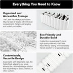 Cable Management Organizer Cord Management, Multiple Slots for Home, Office, Desk, Workshop, Durable Plastic Connectable Cable Organizer, Tangle-Free, Expandable Storage, White