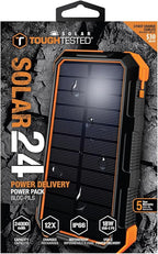 ToughTested Solar Power Bank 24000mAh, Fast Charging Portable Charger External Battery Pack with LED Flashlight, IP67 Waterproof Dustproof Shockproof for Camping, Travel & Emergency Use