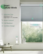 Yoolax Smart Blinds, Motorized Cellular Shades Compatible with Alexa, Blackout Electric Blinds with Remote for Indoor Windows, Automatic Energy Saving Honeycomb Shades, White, 27" W x 72" H