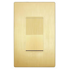 LIDER Brushed Gold Minimalist Design Decorator Switch with Screwless Wall Plate, Frameless Wall Light Switch, On/Off Rocker Switch, Single Pole, Residential Grade, 3 Wire, 15A 120-277VAC