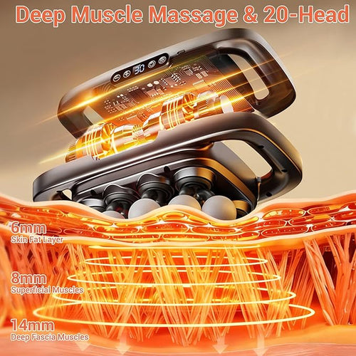 20 Head Massage Gun, Deep Tissue Percussion Back Massager with 3 Modes & 30 Intensities, Quiet Muscle Massage Pain Relief, Portable Percussion Massage Gun for Back, Neck, Shoulders, Legs, Waist, Body