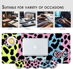 BFUKVOU Large Keyboard Mouse Pad Set, Extended Mouse Pad+Keyboard Wrist Rest Support, Memory Foam Ergonomic Easy Typing, 4Pcs (31.5×11.8 in) Desk Pad Set for Office Home,Leopard Print