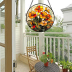 CRISGIF Stained Glass Window Hanging - Orange Marigolds Flowers Suncatcher for Door Garden Yard Sun Catchers Decor Christmas Mother's Day Birthday Gifts for Women Mom Nana Girlfriend Men 6.3 in