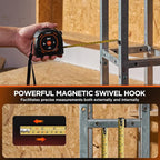 Laser Tape Measure 2-in-1, 197Ft Laser Distance Meter & 16Ft Digital Tape Measure, with LCD Display, Pythagorean Mode, Area/Volume Calculation, USB-C Rechargeable for Woodworking and Construction
