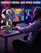 Kytok Headset And Controller RGB Stand for Xbox/ PS5/ PS4 Controller, Headphone & Remote Holder for Desk with 9 RGB Lights & 2 USB 3.0 Ports, Gaming Organizers & Storage Accessories for Gaming Gift