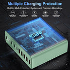 420W USB C Charger Block,10-Port Charging Station GaN Fast Charging Type C & USB A Wall Charger Adapter for MacBook Pro/Air,iPhone,iPad,Dell XPS,Samsung Galaxy(Green)