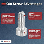 Kozelo 50pcs Socket Head Cap Screws - [M6-1 x 16mm] 304 Stainless Steel Allen Socket Drive for Electrical Motor 3D Printing Fan Engine Replacement Use, Silver