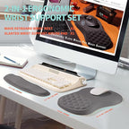 KUOSGM 2-in-1 Ergonomic Set, Wave Rise Keyboard Wrist Rest and Massage Bulge Slope Mouse Pad Wrist Support, Cushion Memory Foam Integrated to Relieve Wrist Pain, Deep Gray