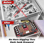 Ontel Battery Daddy Storage & Organizer Case with Light and Tester, Stores & Protects Over 200 Batteries, Double-Sided, Durable Design with Clear Locking Lid, Secure Latches & Portable Carrying Handle