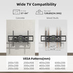 Full Motion TV Wall Mount for Most 37"-84" Flat Screen TV, Swivel or Tilt TV Wall Bracket with Dual Articulating Arms, for 12"-16" Wood Studs, Max VESA 600x400mm, Load 120 lbs by USX MOUNT